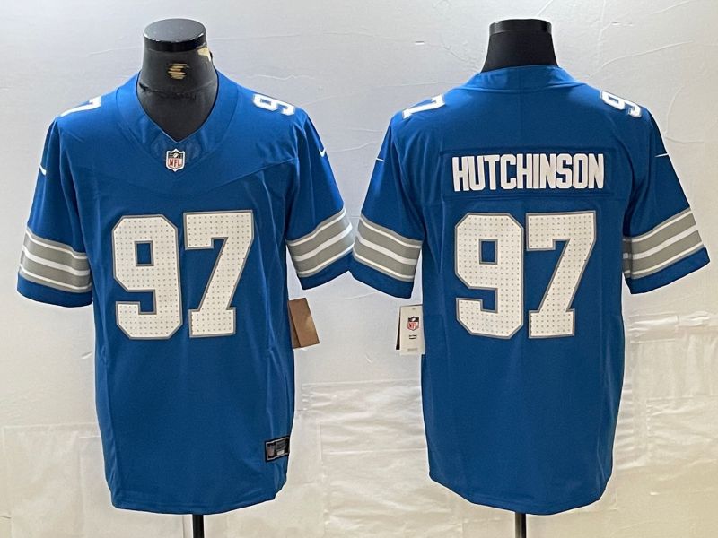 Men Detroit Lions #97 Hutchinson Blue Three generations 2024 Nike Vapor F.U.S.E. Limited NFL Jersey->->NFL Jersey